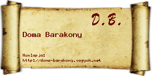 Doma Barakony névjegykártya